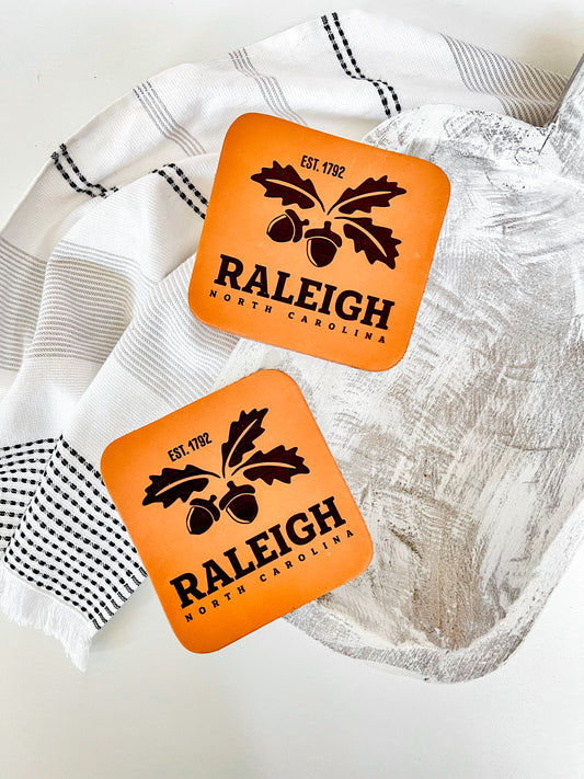 Raleigh, NC Leather Coaster