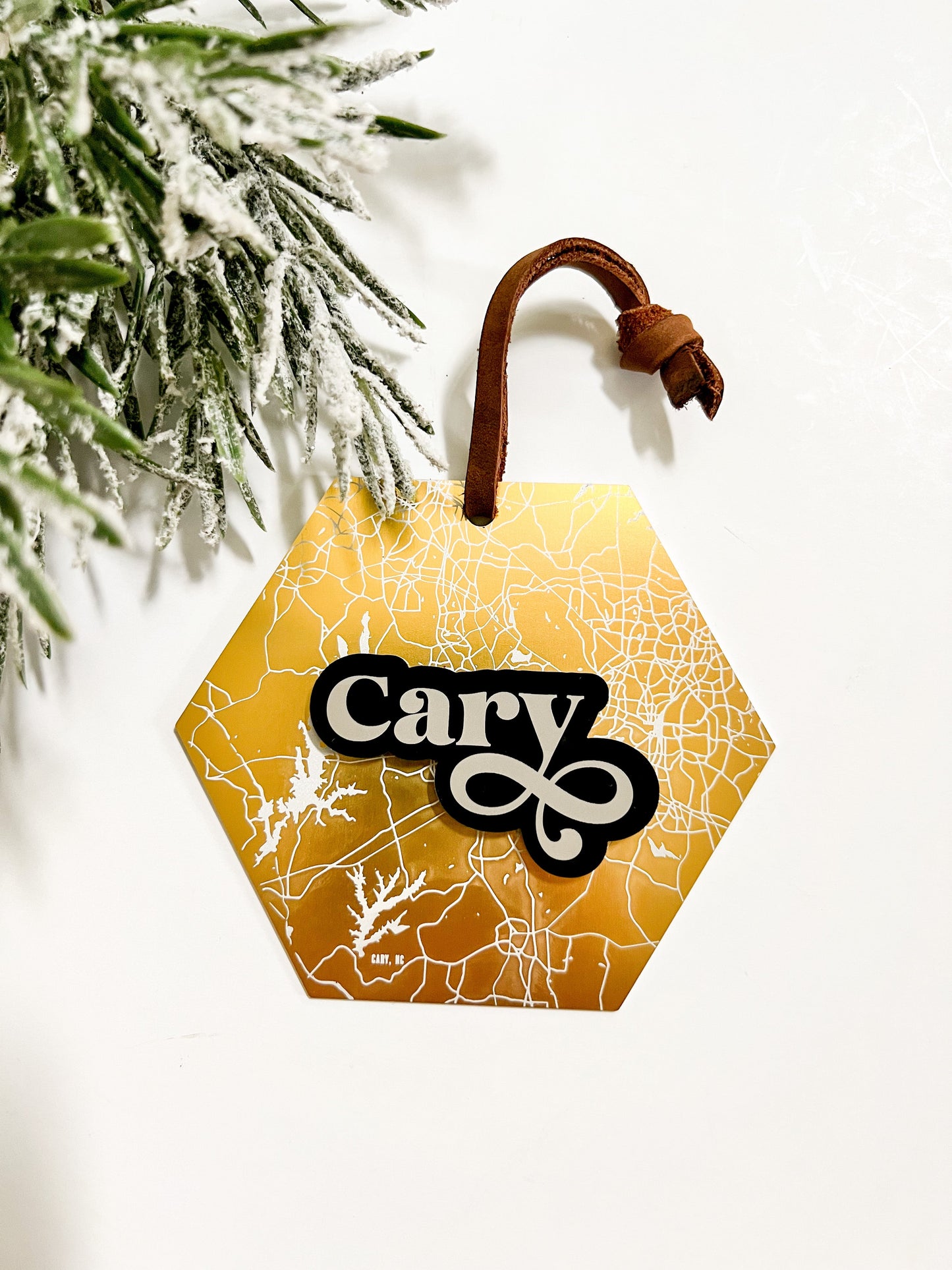 Custom Hometown Gold Metal Ornament
