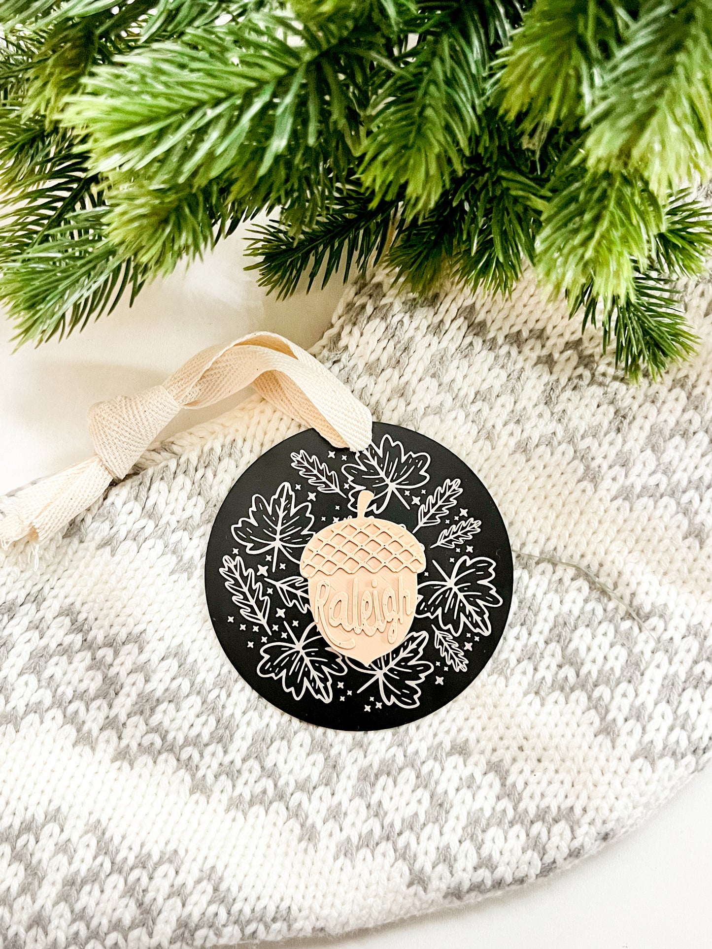 Raleigh Acorn Metal Ornament