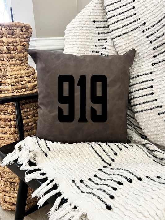 919 Leather Pillow Gray