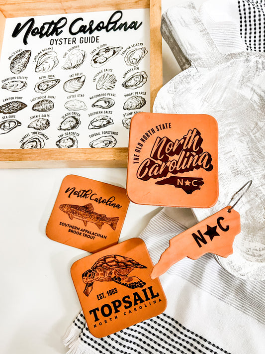 The Old North State Leather Coaster