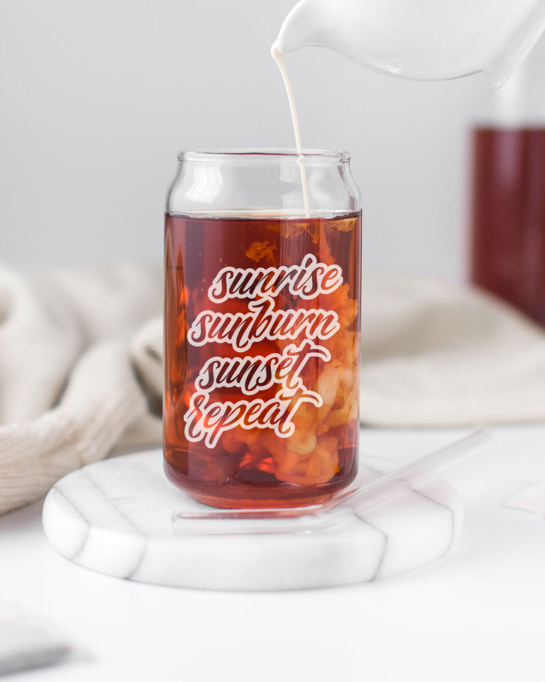 Sunrise Sunburn Sunset Repeat Can Glass