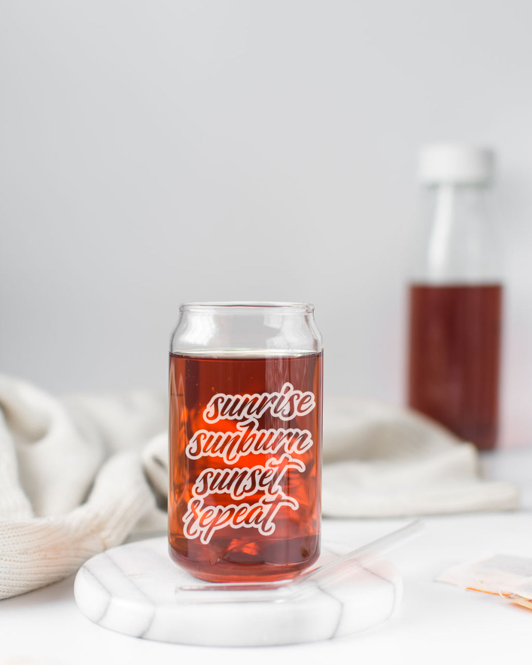 Sunrise Sunburn Sunset Repeat Can Glass