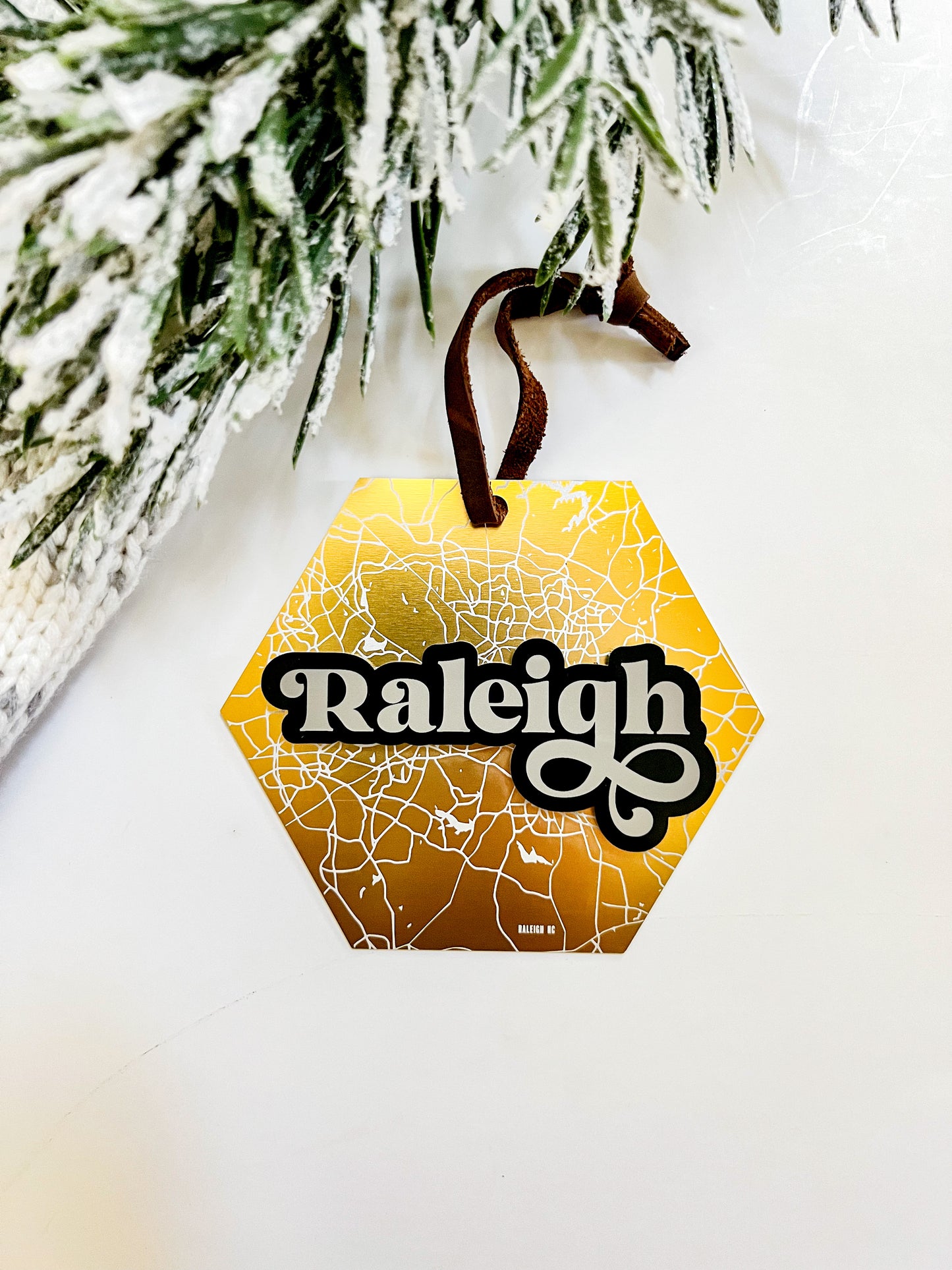Raleigh Gold Metal Ornament