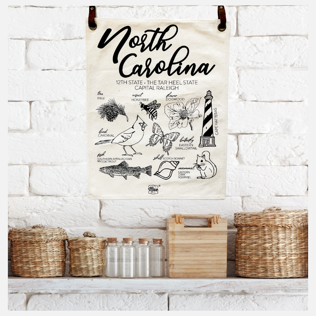 North Carolina Hand Drawn Icons Canvas