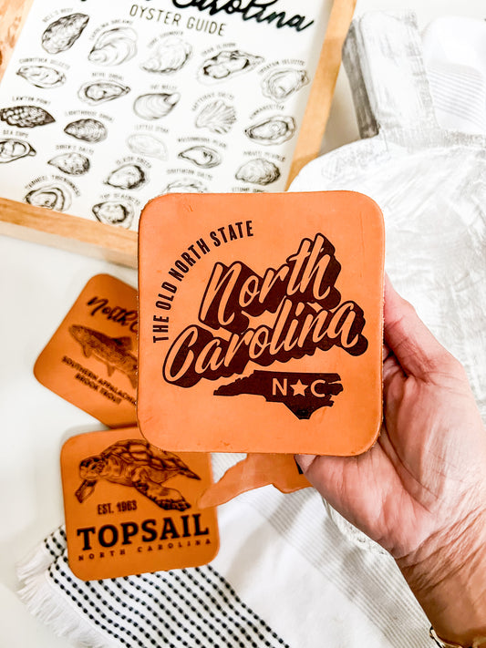 The Old North State Leather Coaster