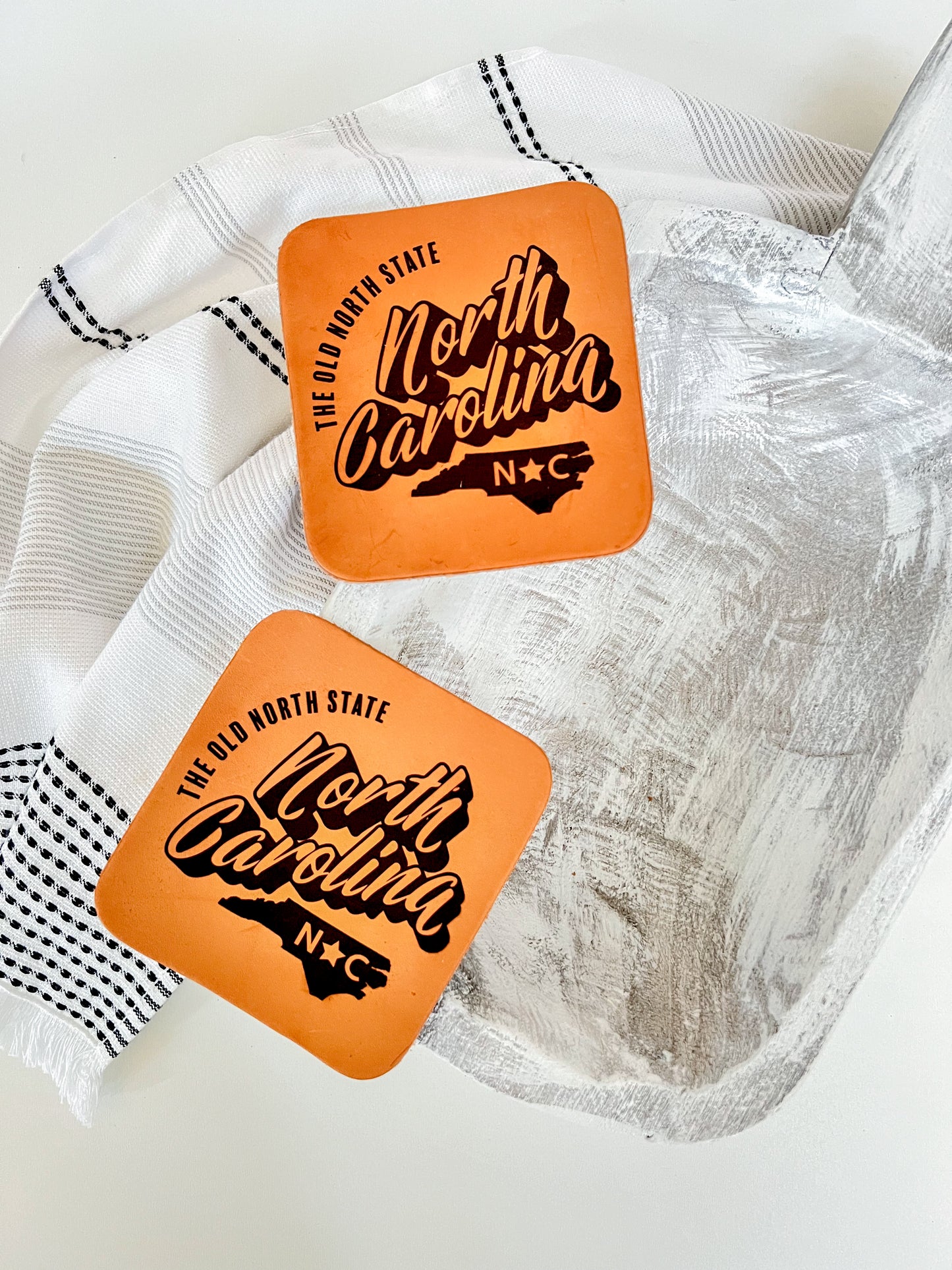 The Old North State Leather Coaster