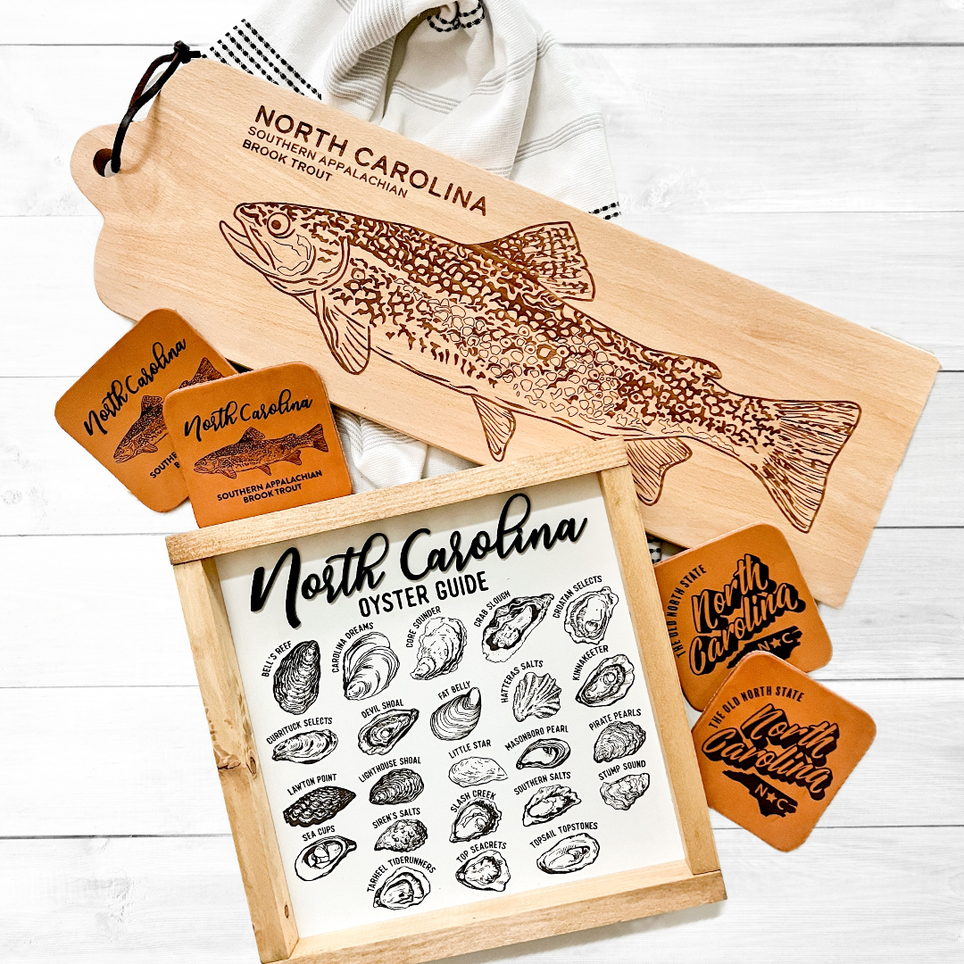 North Carolina Hand Drawn State Fish Serving Board