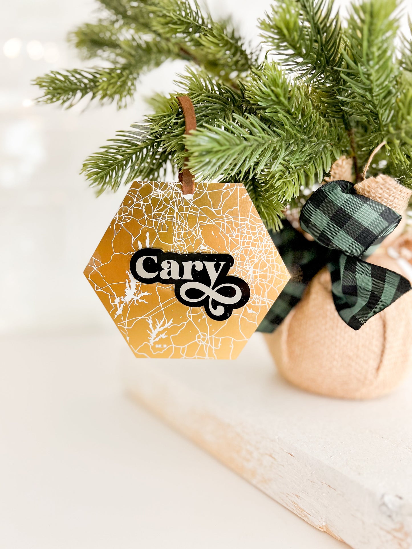 Custom Hometown Gold Metal Ornament