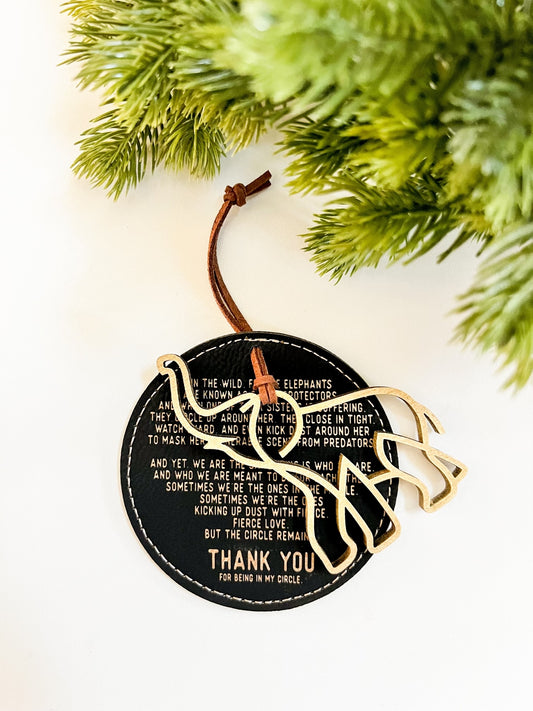 Unbreakable Circle of Sisterhood Leather and Wood Ornament