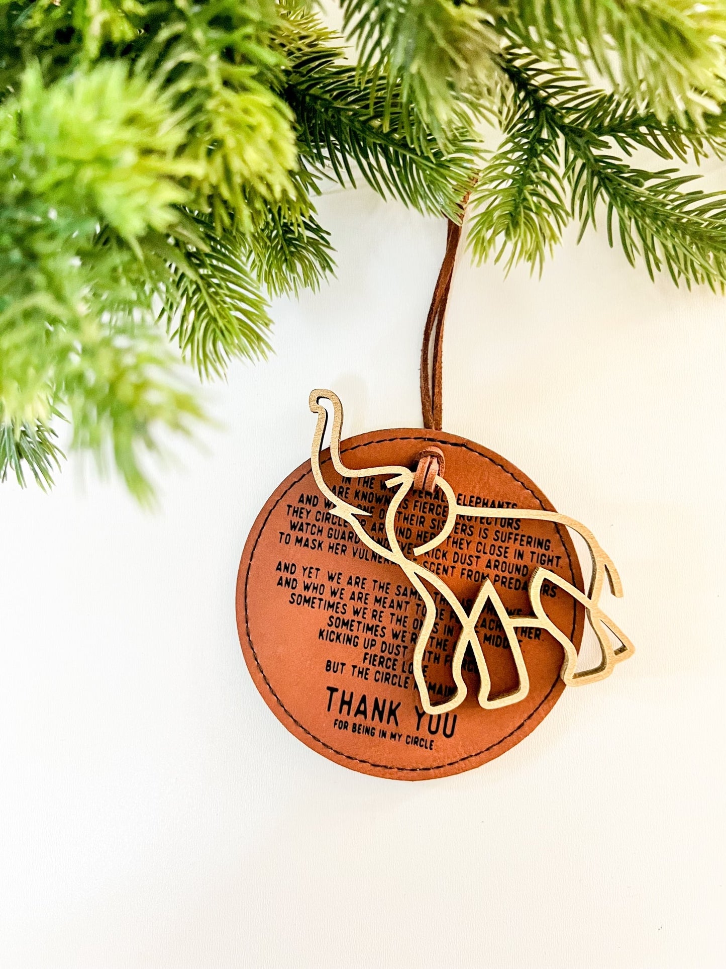 Unbreakable Circle of Sisterhood Leather and Wood Ornament