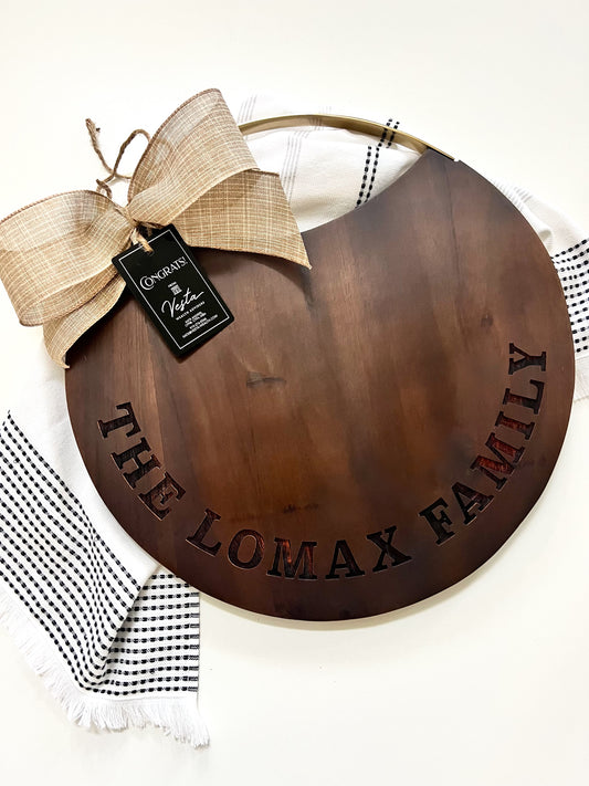 Round Brass + Wood Serving Board