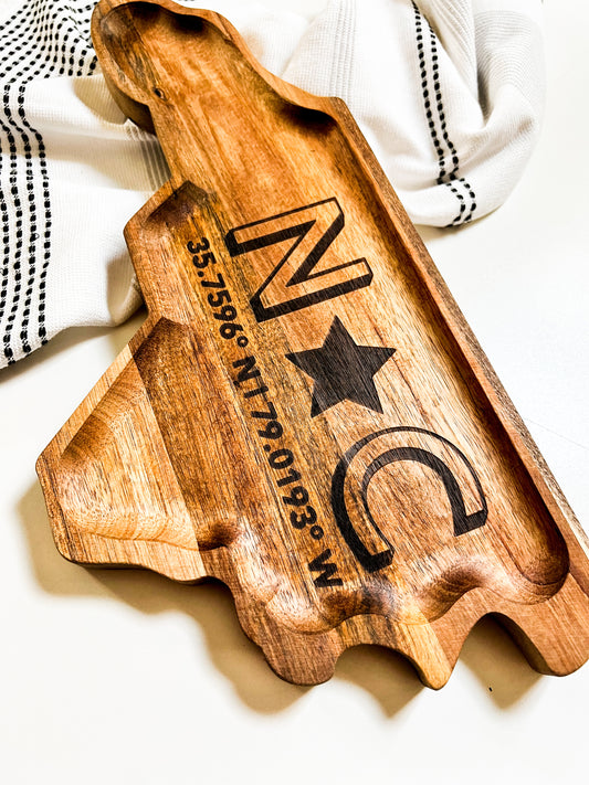 NC Map Coordinates Valet Tray