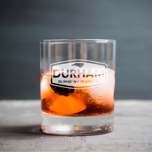 Durham Badge Hometown Rocks Glass