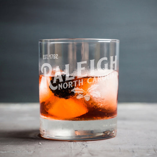 Raleigh Hometown Rocks Glass