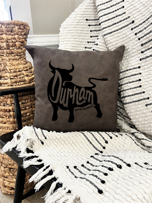 Retro Durham Leather Pillow Gray