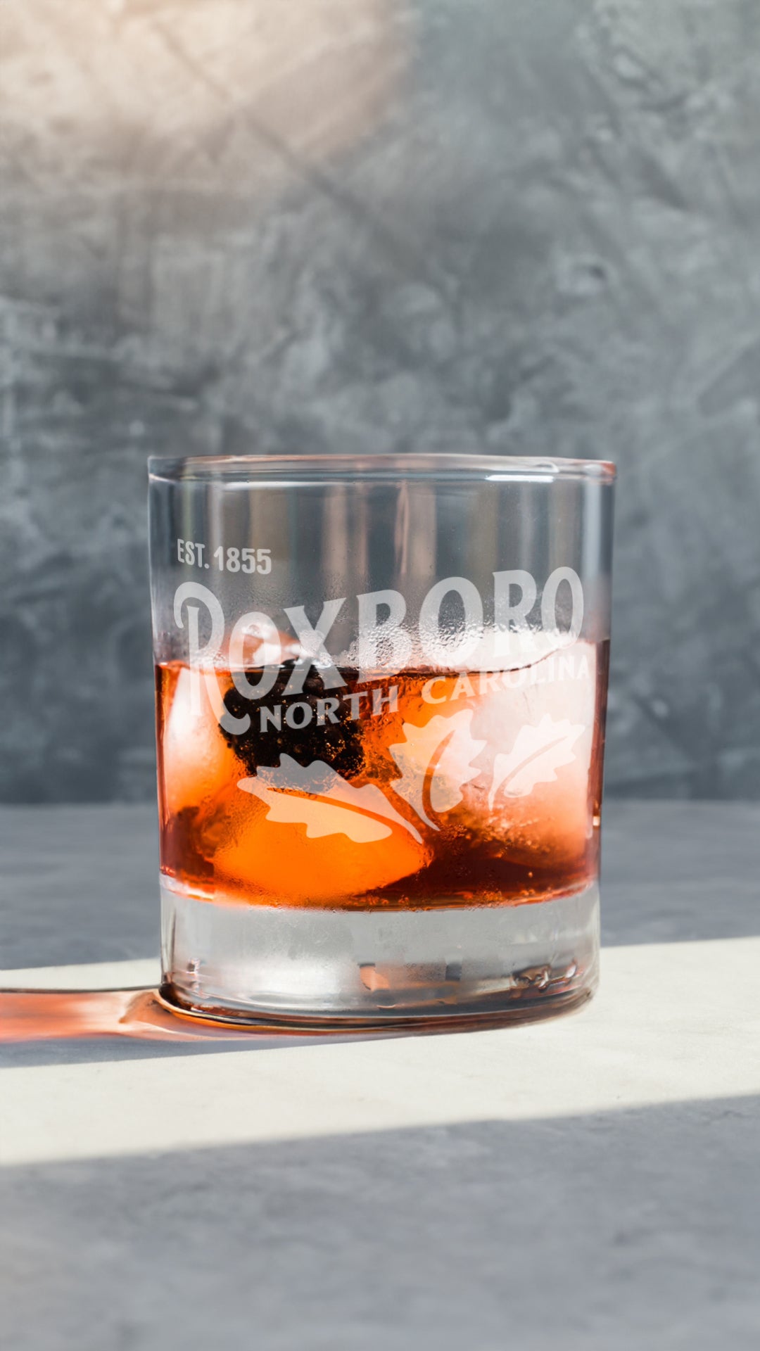 Roxboro Hometown Rocks Glass