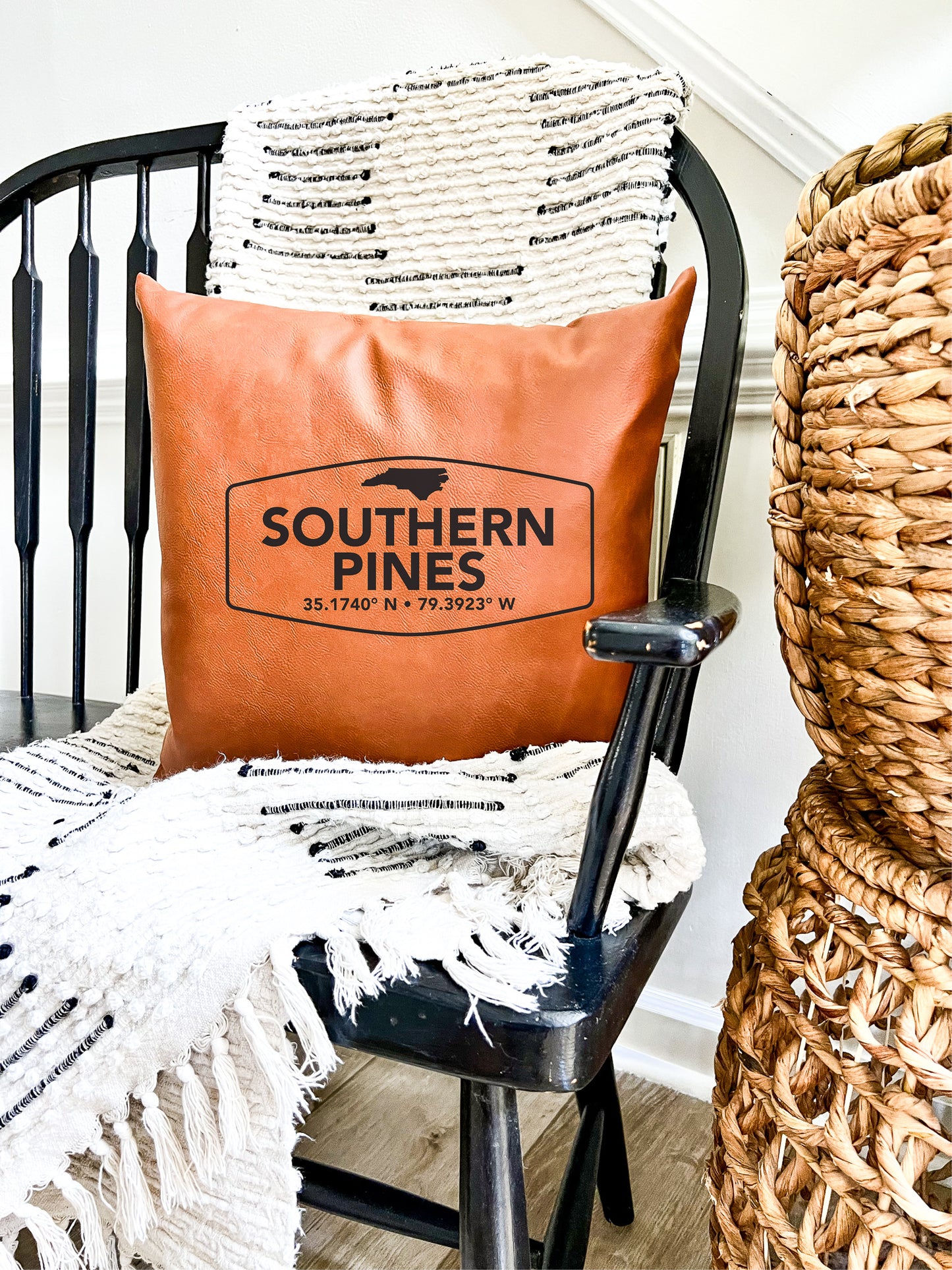 Southern Pines Coordinates Leather Pillow