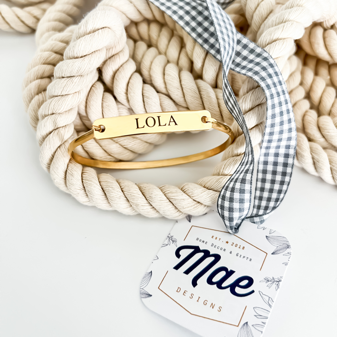 Custom Engraved Classic Bar Bangle