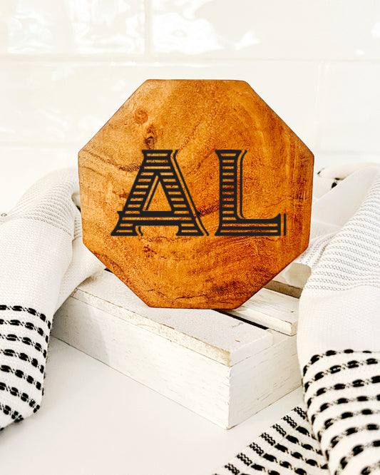AL Vintage Lettering Engraved Coaster