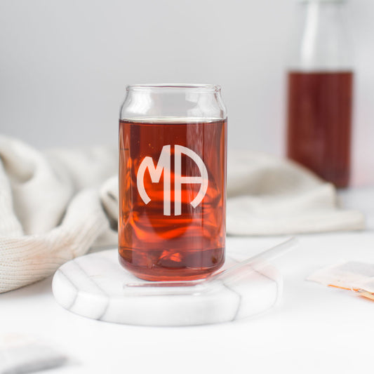 Monogram Beer Can Glass