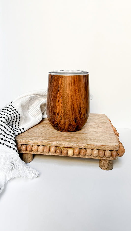 Custom Engraved Wood Grain Wine Tumbler