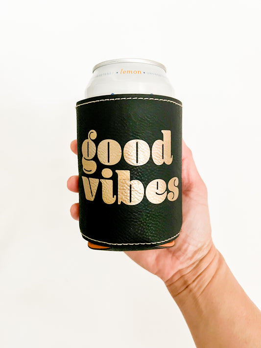 Good Vibes Leather Beverage Holder