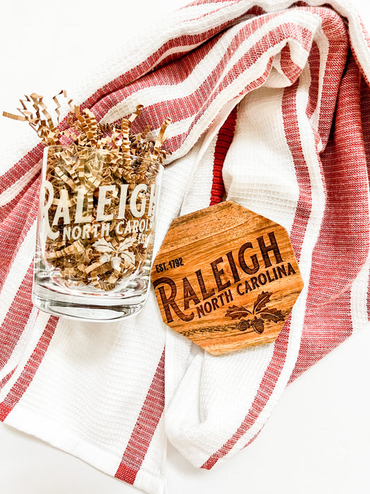 Raleigh Hometown Rocks Glass