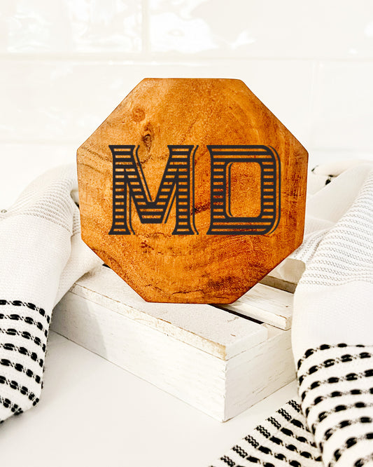MD Vintage Lettering Engraved Coaster