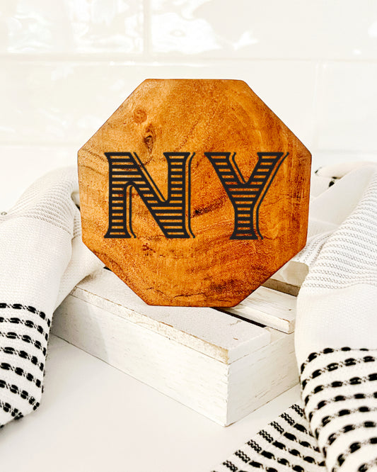 NY Vintage Lettering Engraved Coaster