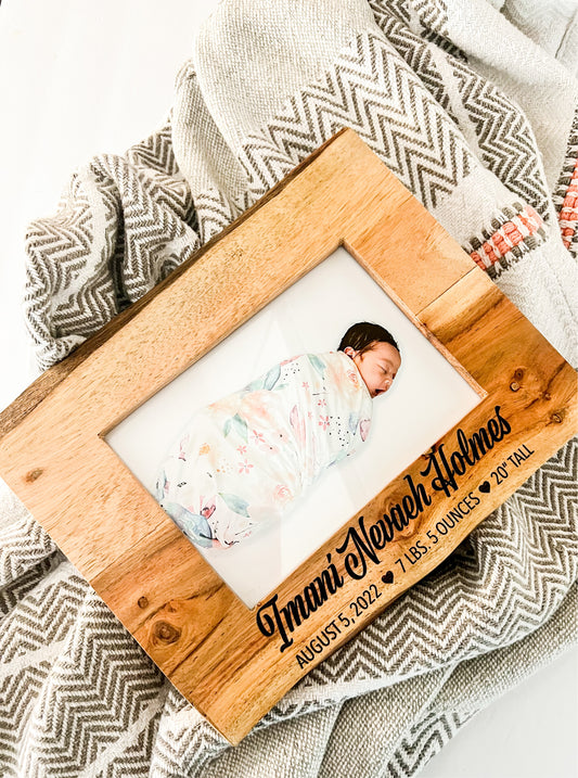 Custom Engraved Live Edge Wood Frame