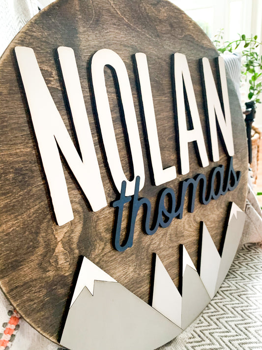 Mountain Themed Round Sign