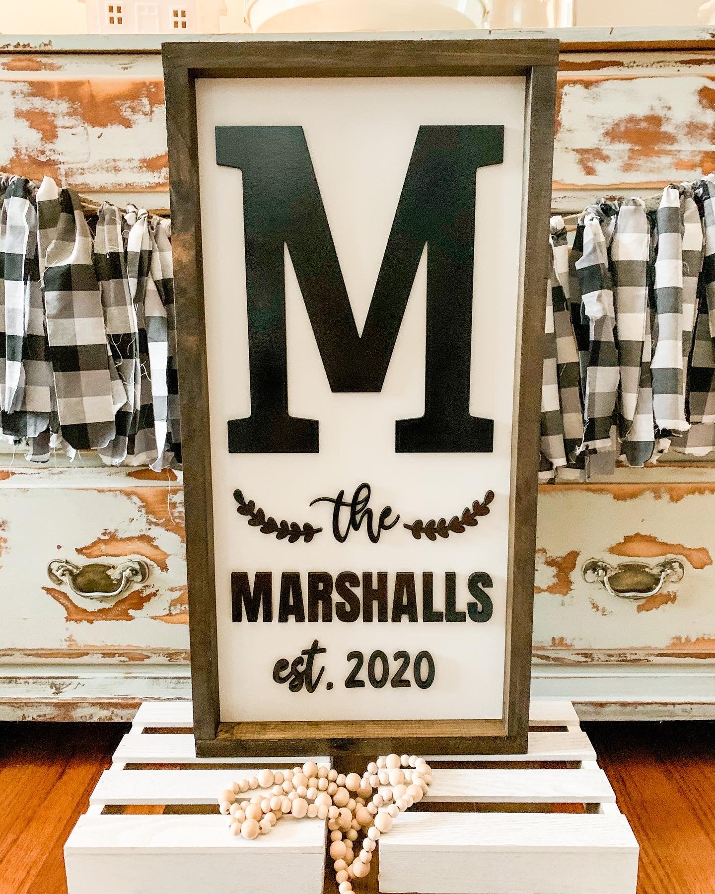 Monogram Family Sign 12”x24”