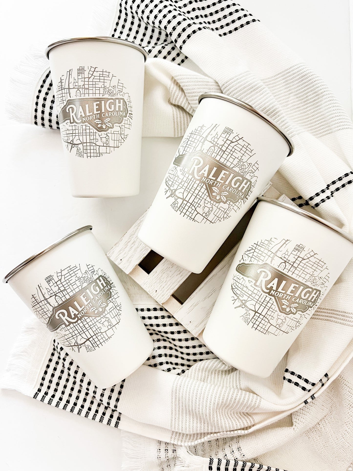 Raleigh Map Engraved Pint Cup