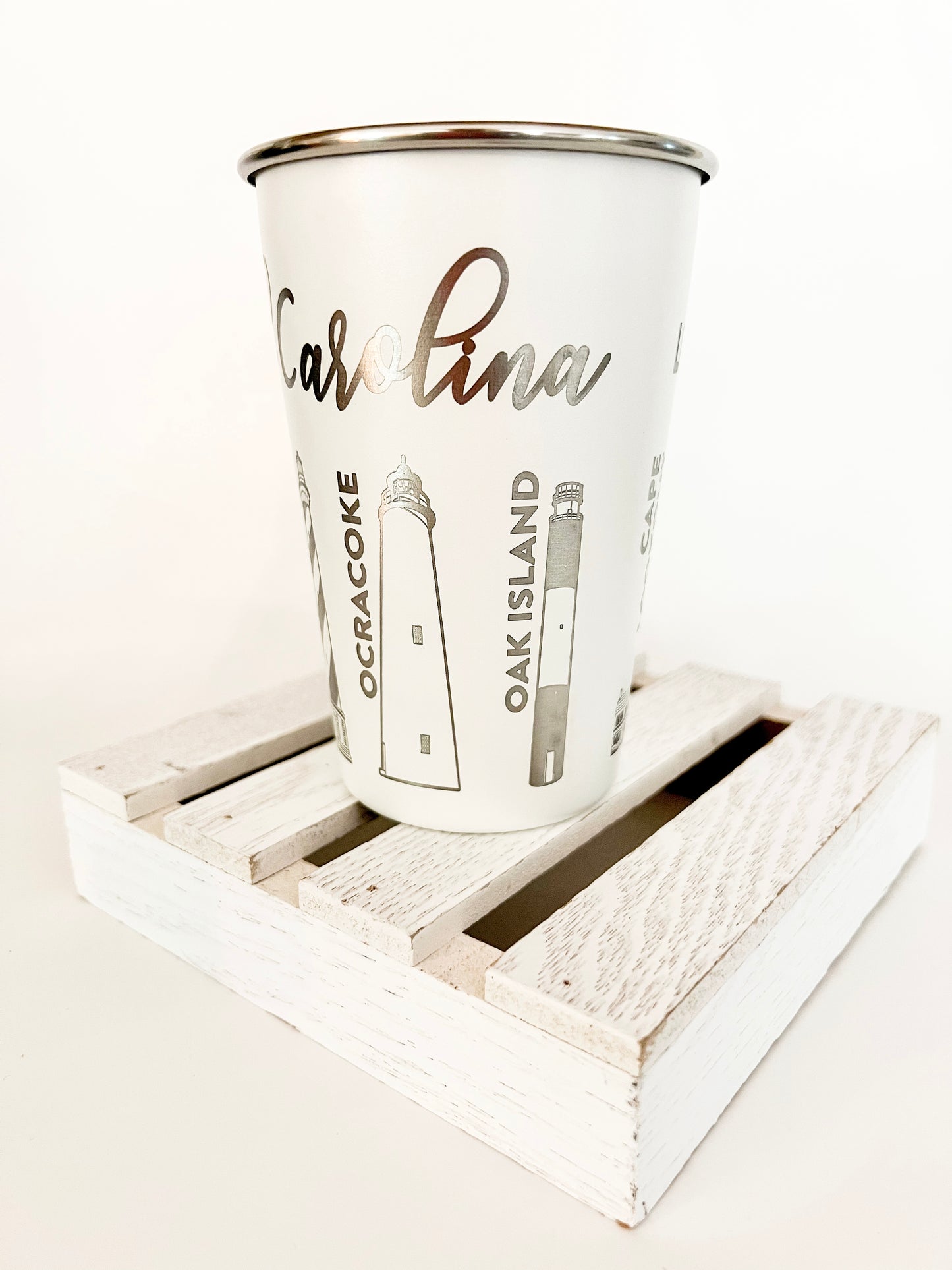 NC Lighthouses Engraved Pint Cup