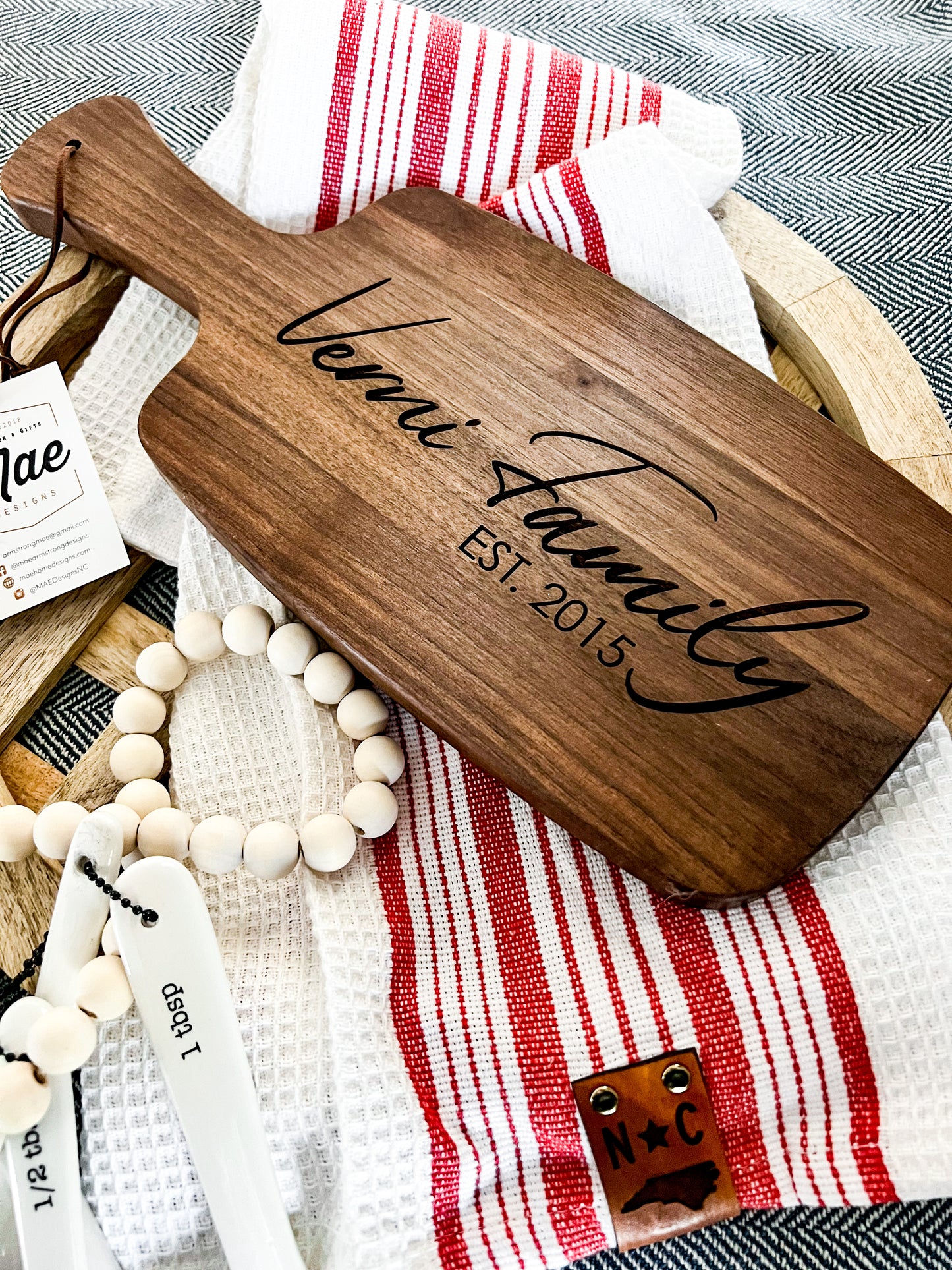 Petite Walnut Wood Serving Board with Handle