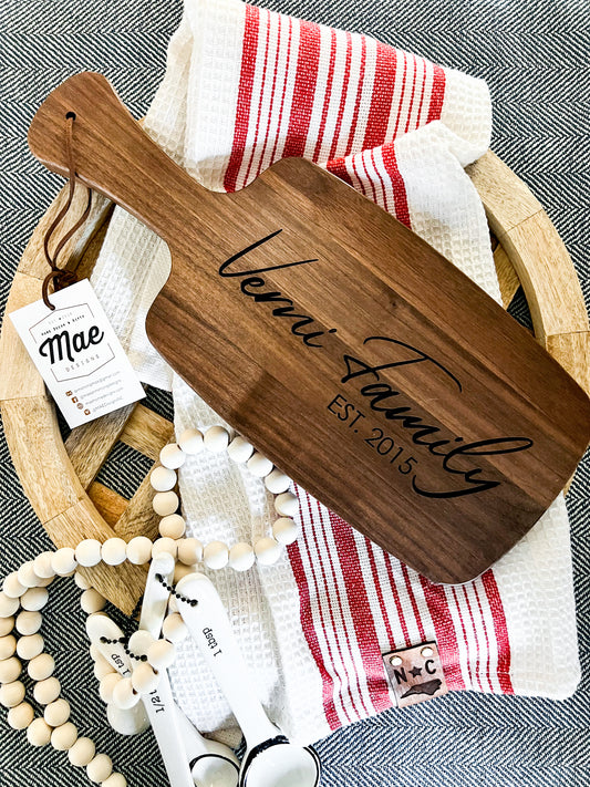 Petite Walnut Wood Serving Board with Handle