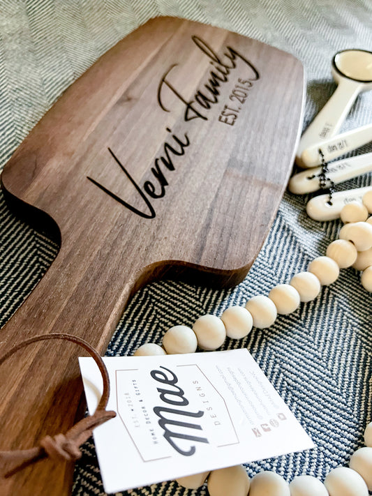 Petite Walnut Wood Serving Board with Handle