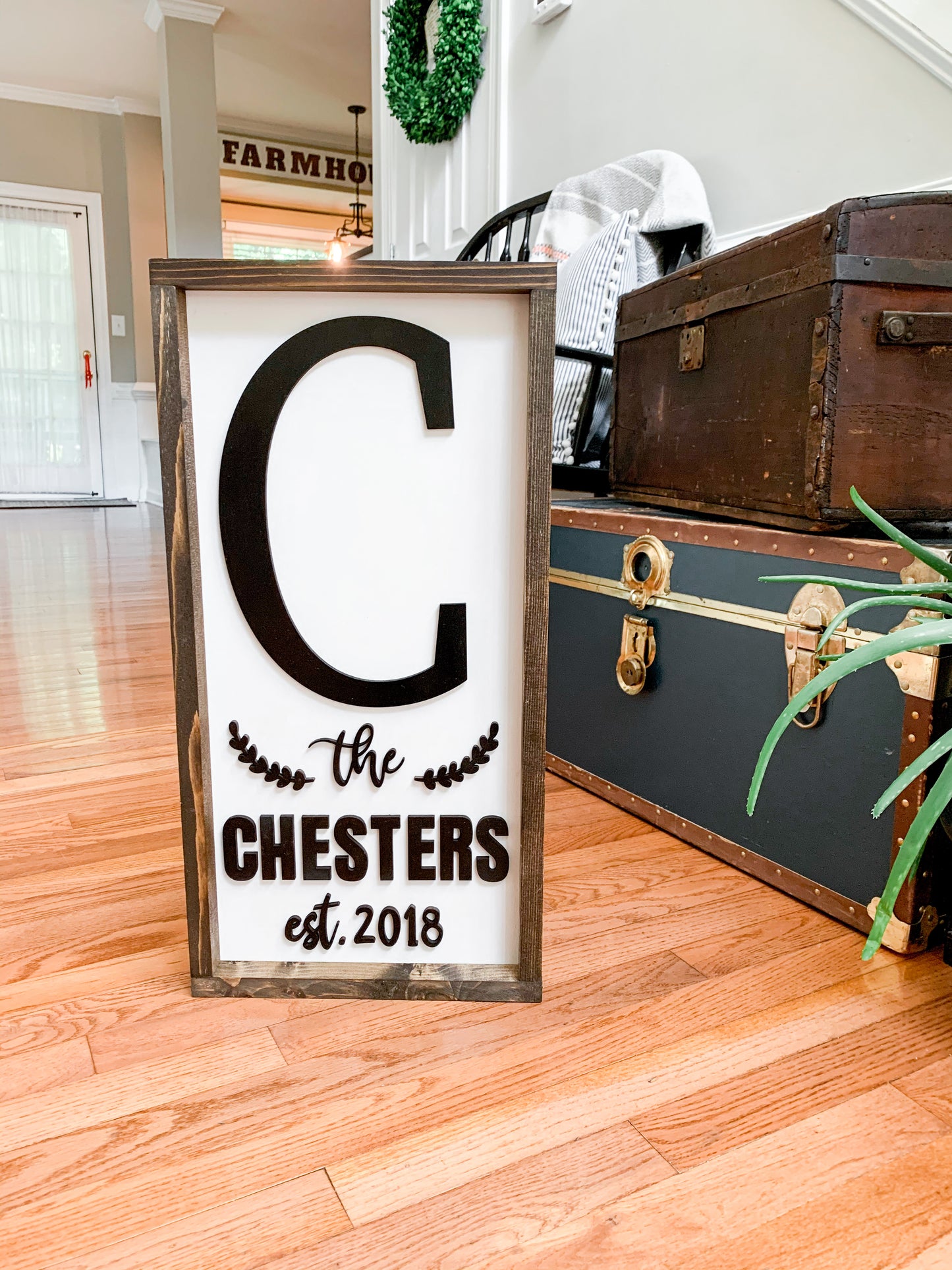 Monogram Family Sign 12”x24”