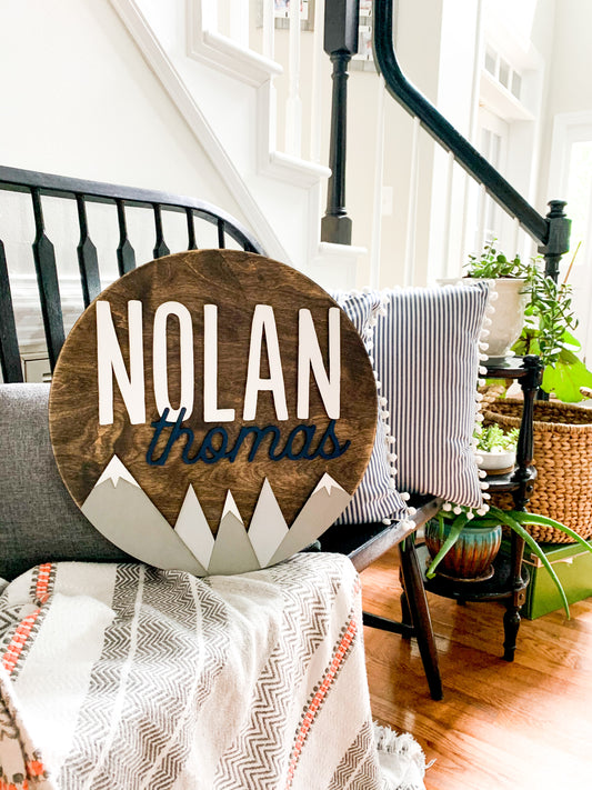 Mountain Themed Round Sign