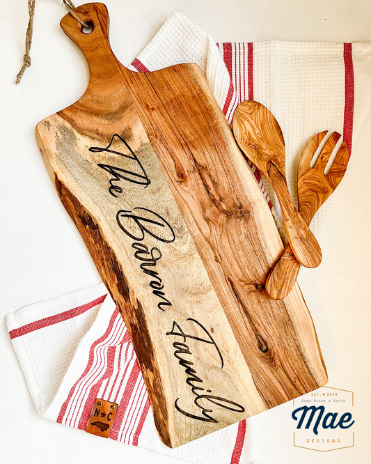 Statement Acacia Live Edge Artisan Serving Board with Handle
