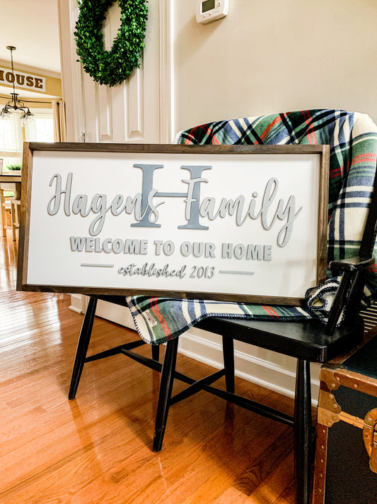 Welcome to Our Home Family Sign 18" x 36"