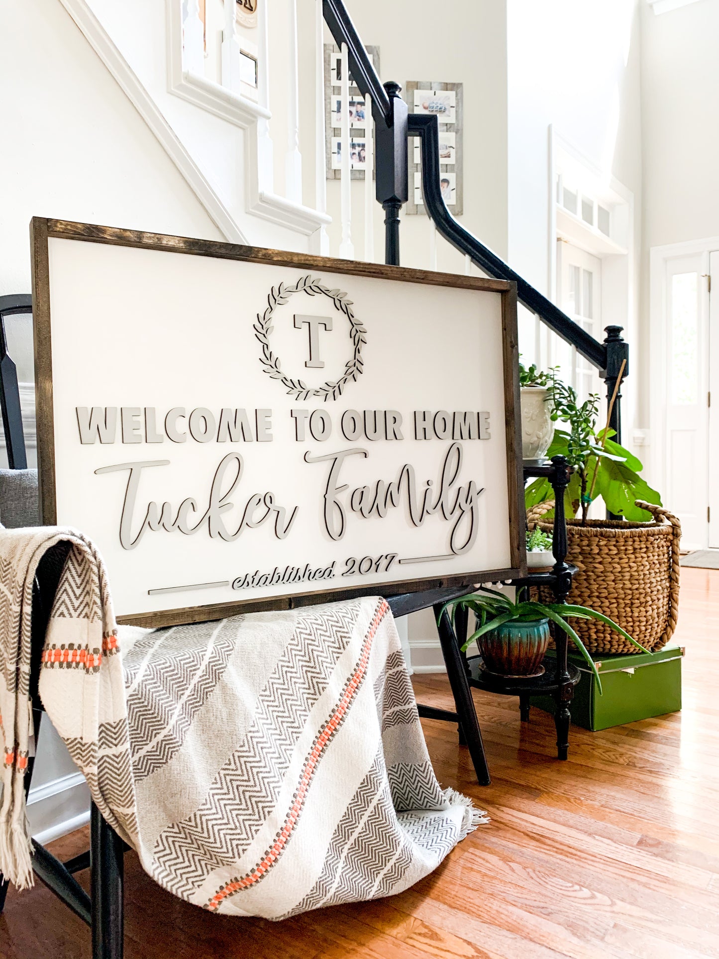 Framed Monogrammed Family Sign 36"x24"