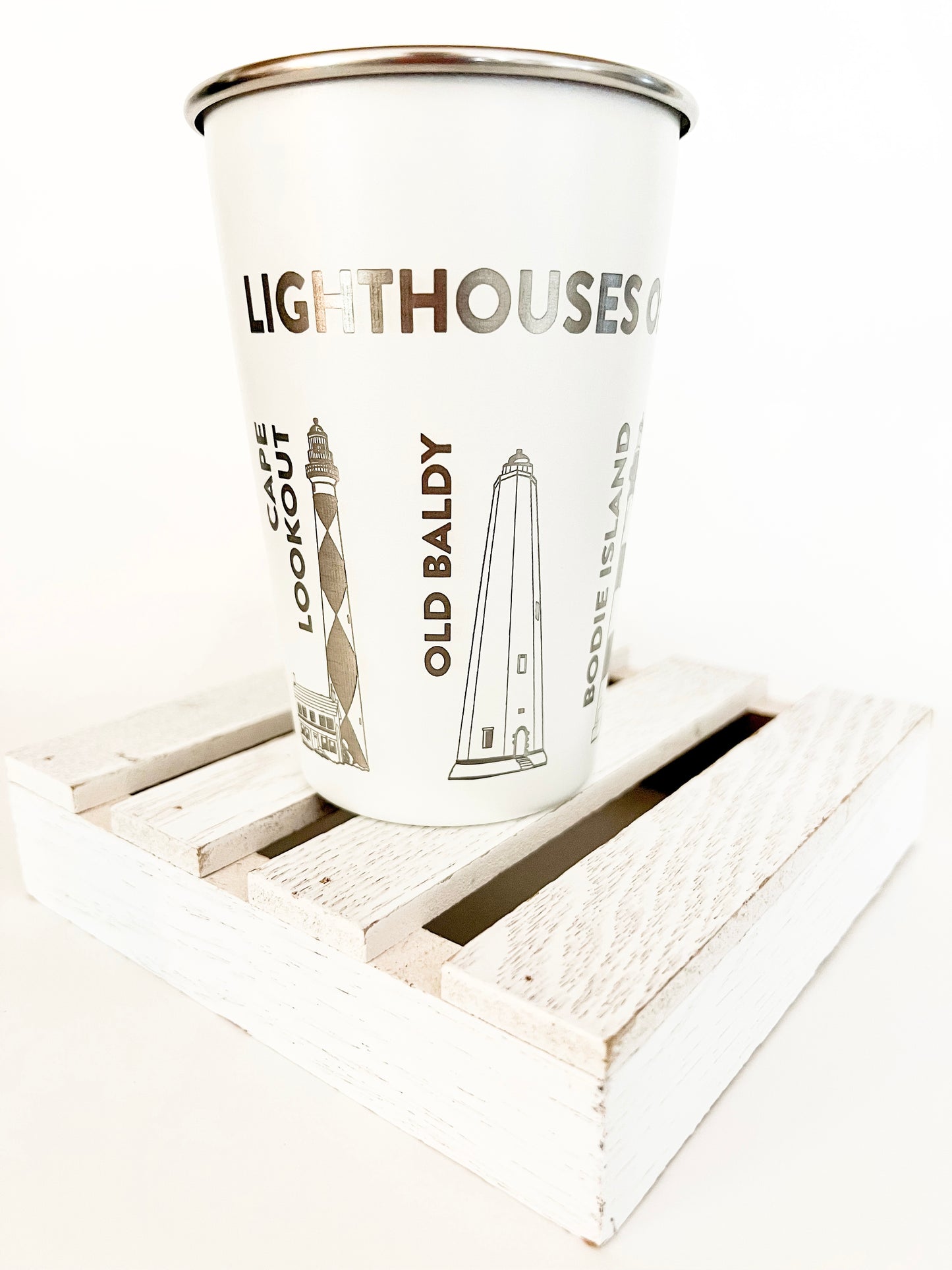 NC Lighthouses Engraved Pint Cup
