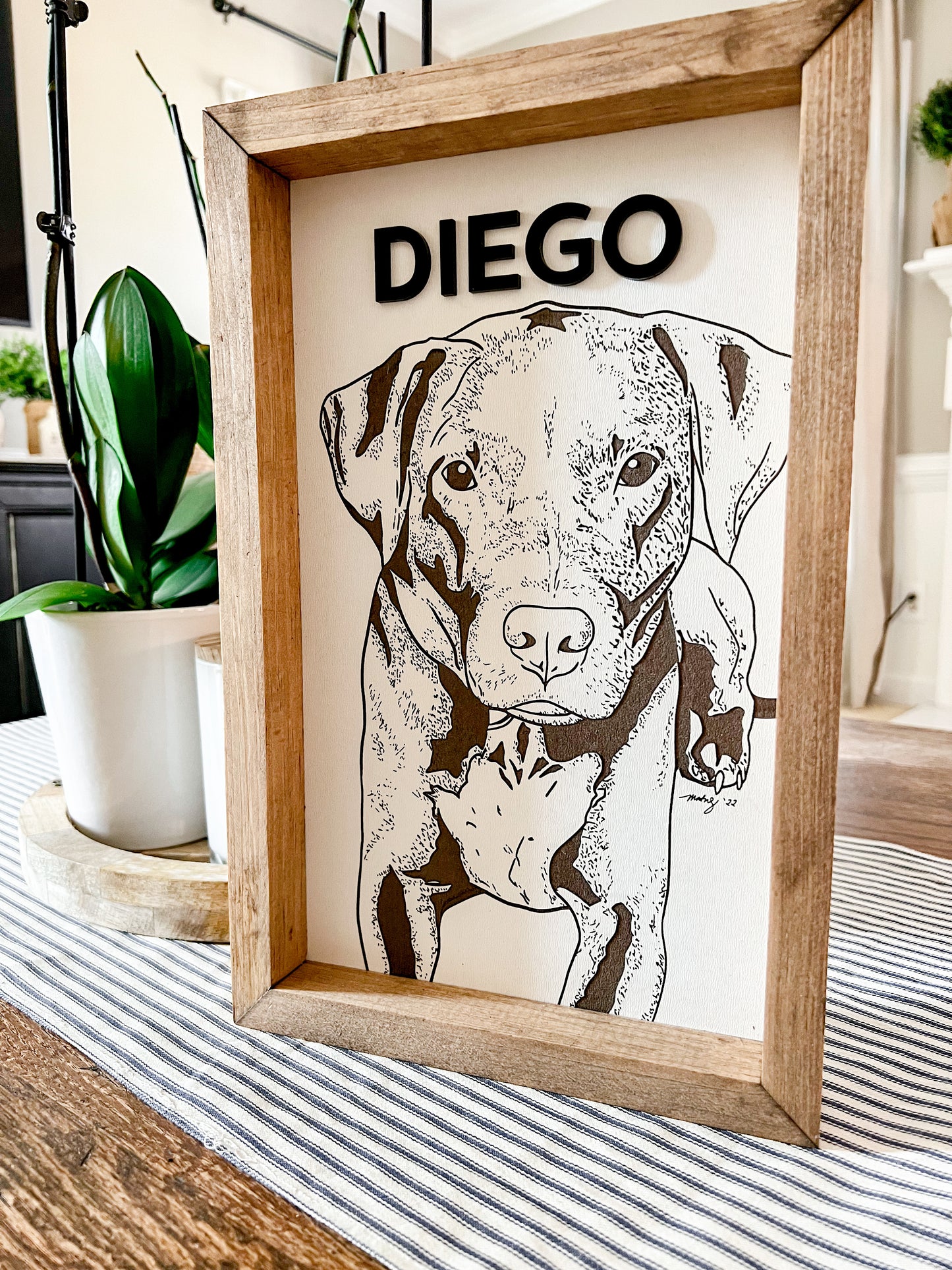 Custom Dog Portrait Framed Sign
