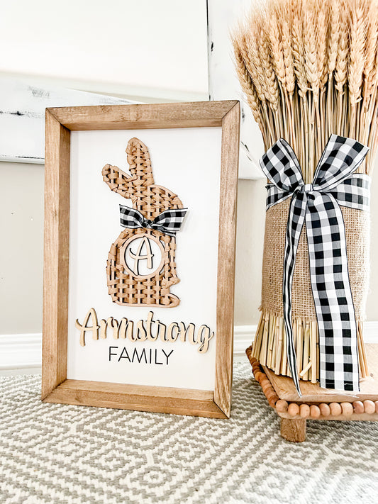 Monogrammed Bunny Framed Sign