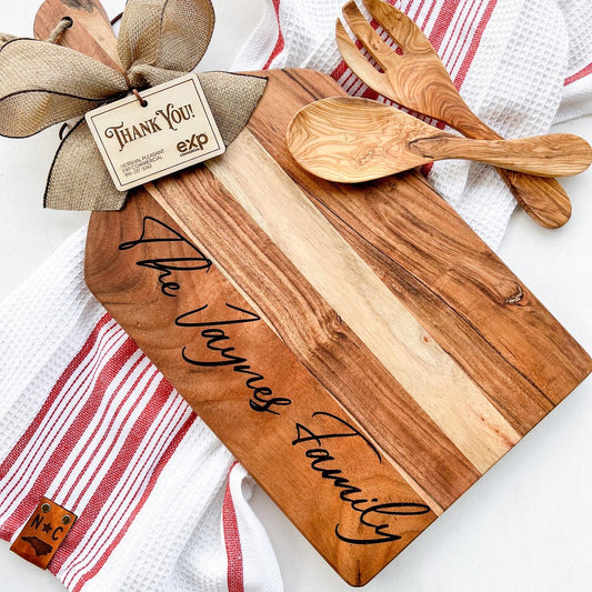 Acacia Wood Artisan Serving Board with Handle