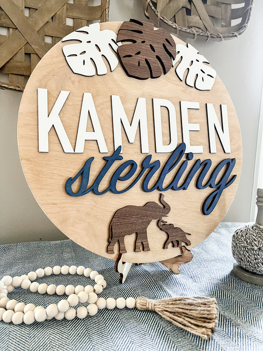 Safari Themed Baby Round Sign