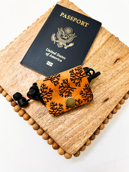 Patterned Leather Cord Organizer