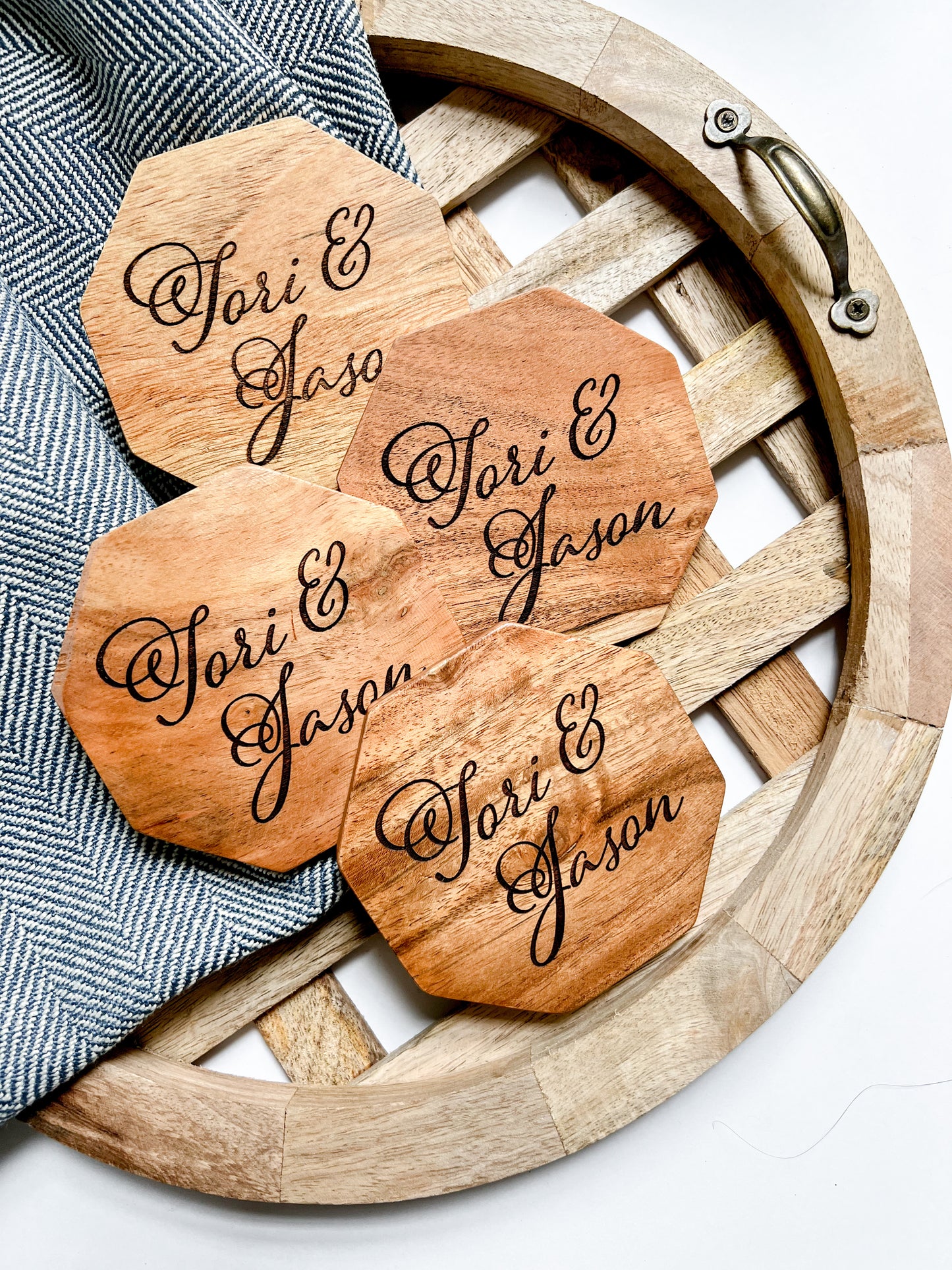 Custom Engraved Monogram Coasters (Set of 4)